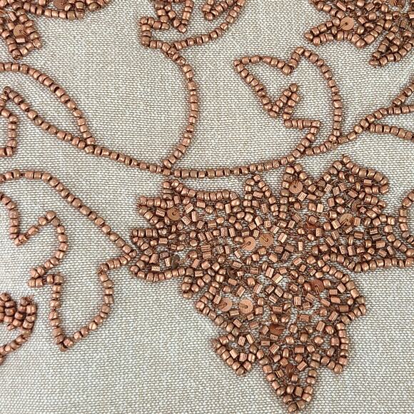 Nicole Miller beaded sequined linen look fall table runner 13.5 x 68 - Picture 4 of 10